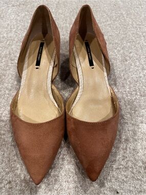 Zara Rust Brown Pointed D'Orsay Flats